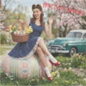 Vintage Easter Pin-Up Sticker | Hop Into Spring (Devant)