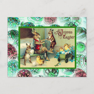 Vintage Easter, Rabbit at home Feestdagenkaart