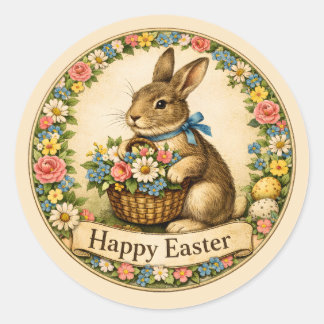 Vintage Easter Rabbit Ronde Sticker