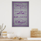 Vintage "Eat, Drink, trouwen" Poster (Keuken)