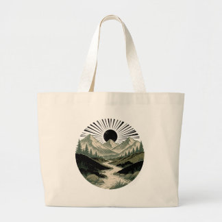 Vintage Eco Minimalistische Berg Grote Tote Bag