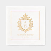 Vintage écusson fleurie monogramme or mariage (Recto)