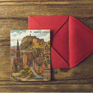 Vintage Edinburgh Schotland Historische Reis Kunst Briefkaart