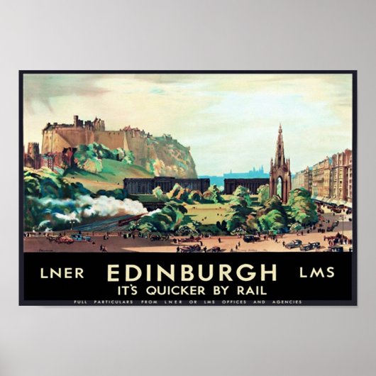 Vintage Edinburgh Scotland Travel Poster (Voorkant)