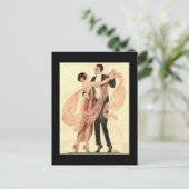 Vintage Edwardian Dansend Couple Briefkaart (Staand voorkant)