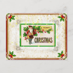 Vintage Edwardian Santa KerstBriefkaart Feestdagenkaart