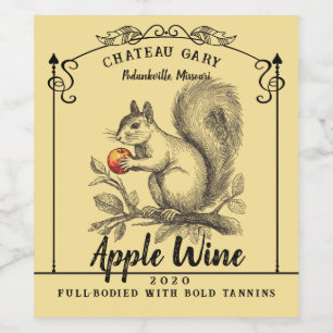Vintage eekhoorn appel ciderazijn likeur wijn etiket