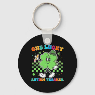 Vintage Een Gelukkig Autisme Leraar St Patrick Day Sleutelhanger