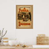 Vintage - Een Vrouw Drummer Poster (Keuken)