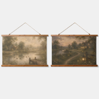 Vintage Eendenpoel & Avondweide Tapijtset Hangend Wandkleed