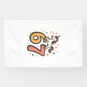 Vintage Eenhoorn 67 Verjaardagsfeest Regenboog Dab Spandoek