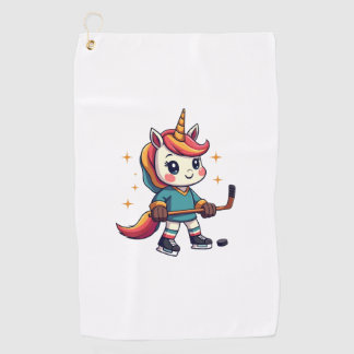 Vintage Eenhoorn Hockey Cartoon Lieve Regenboog IJ Golfhanddoek