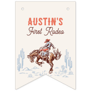 Vintage Eerste Rodeo Cowboy 1e Verjaardag Vlaggetjes