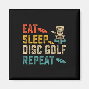 Vintage Eet Slaap Disc Golf Herhaal Speler Golfer Magneet