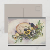 Vintage Egg and Pansies Easter Briefkaart (Voorkant / Achterkant)