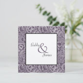 Vintage Eggplant Plum Pattern Wedding Kaart (Staand voorkant)