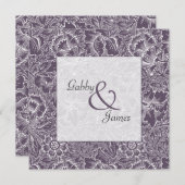 Vintage Eggplant Plum Pattern Wedding Kaart (Voorkant / Achterkant)