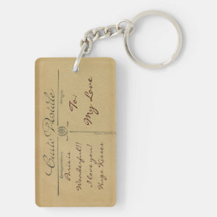 Vintage Eiffel Tower briefkaart Frankrijk Sleutelhanger