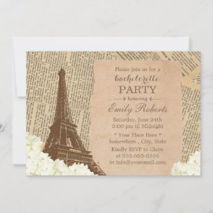 Vintage Eiffeltoren Floral Bachelorette Kaart
