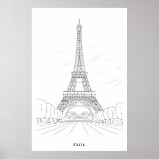 Vintage Eiffeltoren Parijs Frankrijk Muurkunst Pos Poster