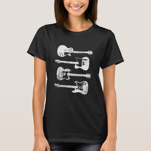 Vintage Electric Guitars T-Shirt Distressed Men Wo (Devant)
