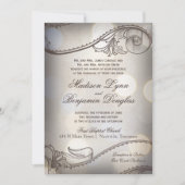 Vintage Elegance Bokeh Rustic Wedding Invitations (Devant)