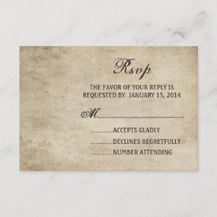 Vintage Elegance Plain Wedding Carte RSVP