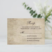 Vintage Elegance Plain Wedding Carte RSVP (Debout devant)