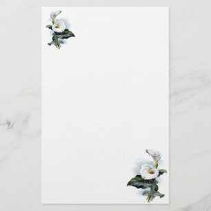 Vintage Elegance White Calla Lily Briefpapier