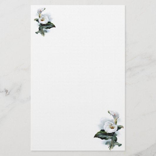 Vintage Elegance White Calla Lily Briefpapier (Voorkant)