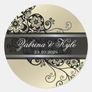 Vintage Elegant Boho Floral Paisley Wedding Favors Ronde Sticker