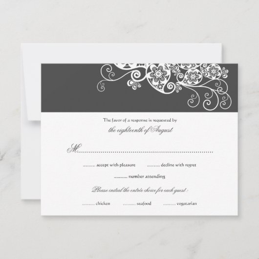 Vintage Elegant Boho Floral Paisley Wedding RSVP (Devant)