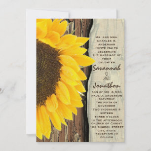 Vintage Elegant Faire-part de mariage de tournesol