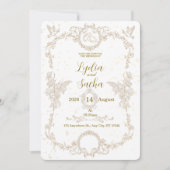 Vintage Elegant Floral Frame Wedding Invitation Kaart (Voorkant)