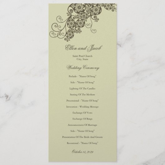 Vintage Élégant Floral Paisley Wedding Programme (Devant)