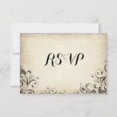 Vintage Élégant Flourish Rustic Wedding Cartes RSV (Dos)