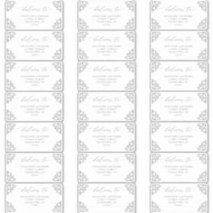 Vintage Elegant Gray Wedding Guest Adresetiketten Sticker