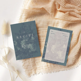 Vintage Elegant Rustic Teal Bridal Shower Recipe Informatiekaartje