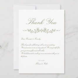 Vintage Elegant Sage Green French Floral Bedankkaart