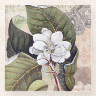 Vintage Elegant Southern Magnolia Chic Glazen Onderzetter