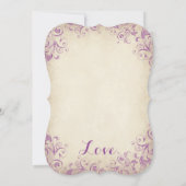 Vintage Élégant violet Faire-part de mariage (Dos)