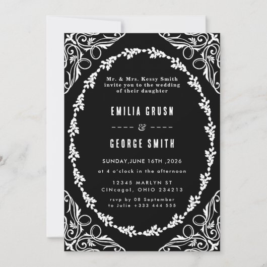 Vintage Elegant Wedding Invitation (Devant)