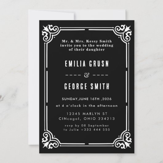 Vintage Elegant Wedding Invitation (Devant)