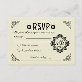 Vintage Elegant Wedding Invitation RSVP Kaartje