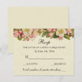 Vintage Elegant Wedding RSVP Cherry Blossom (Voorkant / Achterkant)