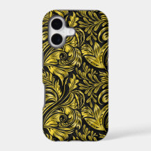 Vintage, elegante, bloemrijke, zwarte en gouden da