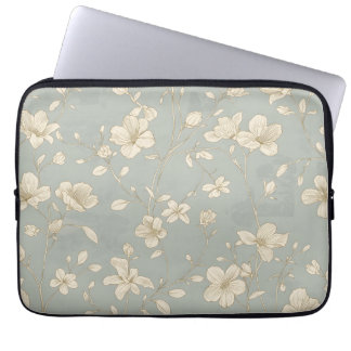 Vintage Elegante Botanische Lijnkunst Laptop Sleeve
