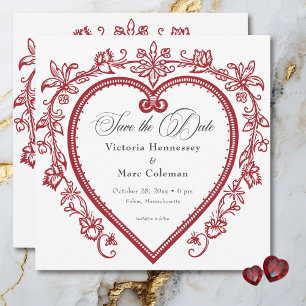 Vintage Elegante Chinoiserie Bloemhart Bruiloft Save The Date