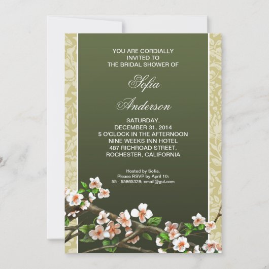 vintage élégante fleurs nuptiale invitation à la d (Devant)