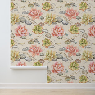 Vintage Elegante Waterverf Succulenten Takjes Sten Behang